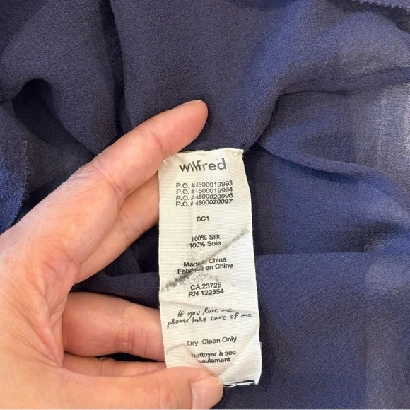 Aritzia Wilfred Sheer Silk Long Sleeve Blouse, Deep Plum, Size XS - Picture 5 of 7